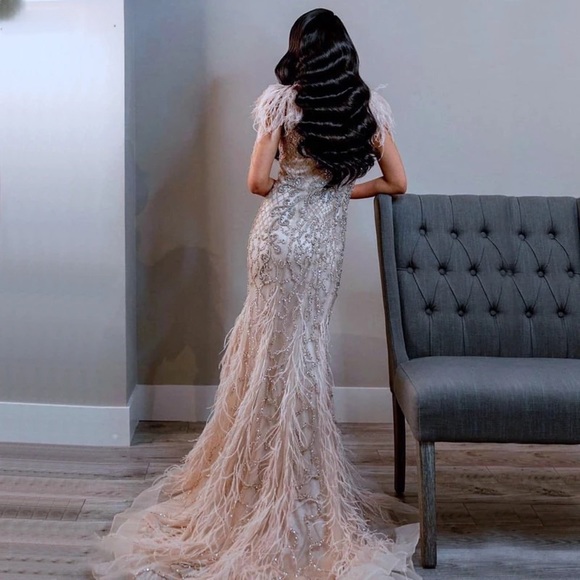 Pink Diamond Feathers luxury gown - Picture 2 of 5